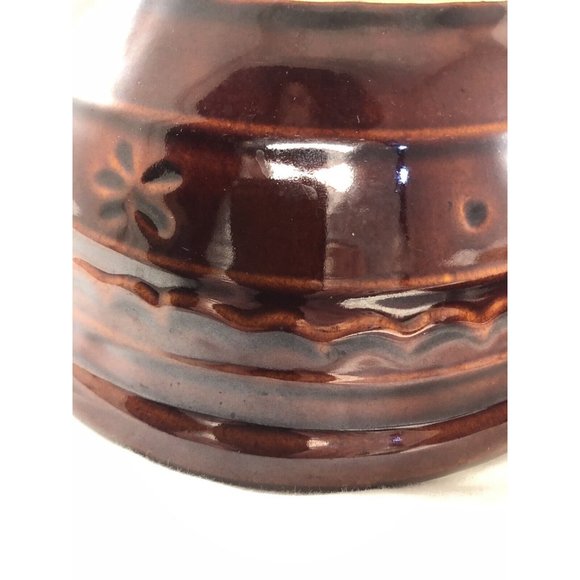 Vtg MARCREST OvenProof STONEWARE Brown Daisy Dot 1.5 QT CASSEROLE DISH w/LID USA - Picture 9 of 9